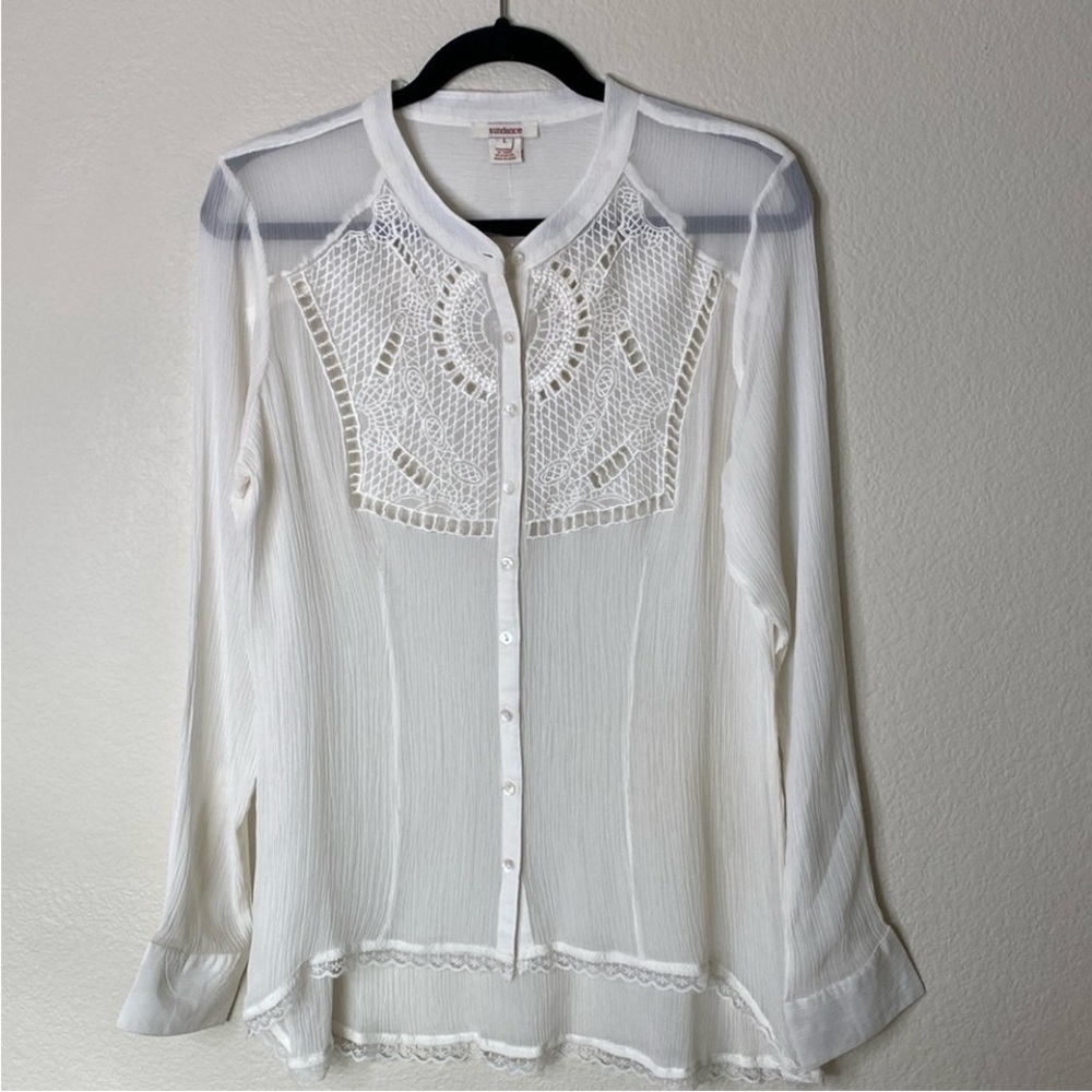 Sundance Elegant White Lace Blouse